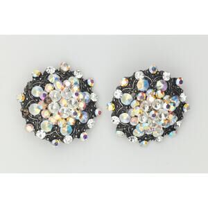 Vintage 1950s Aurora Borealis Clip-On Earrings – Made in USA